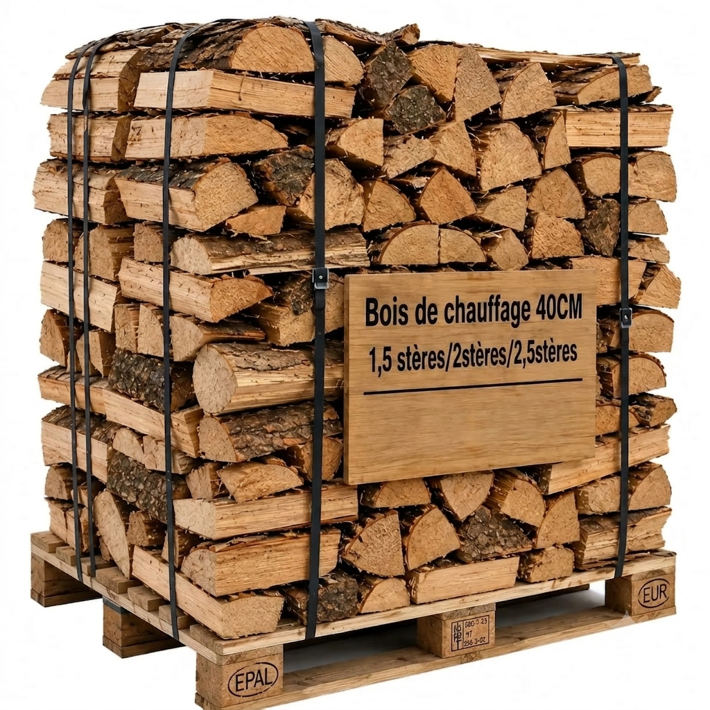 Bois de chauffage sur palette 40 cm