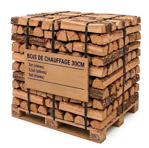 Bois de chauffage sur palette 30 cm